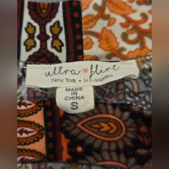 Ultra Flirt Orange and Black Patterned Midi Dress (6c9) - Picture 4 of 5